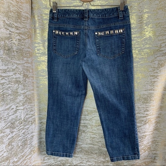 MICHAEL Kors Blue Wash Studded Women’s Capris Jeans Size 2 - Picture 5 of 11